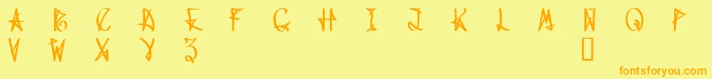 WanaxDemo-Schriftart – Orangefarbene Schriften auf gelbem Hintergrund