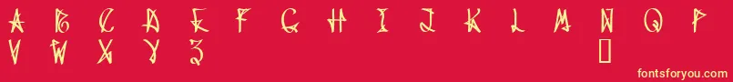 WanaxDemo-fontti – keltaiset fontit punaisella taustalla