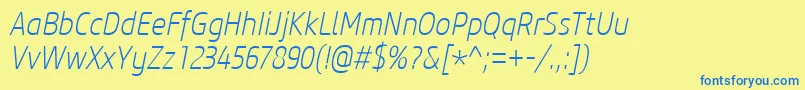 En savoir plus sur la police CoreSansM27CnExtralightItalic Police CoreSansM27CnExtralightItalic – polices bleues sur fond jaune