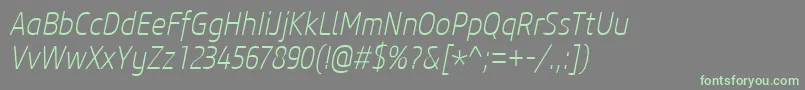 Fonte CoreSansM27CnExtralightItalic – fontes verdes em um fundo cinza