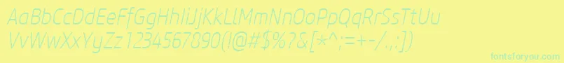 CoreSansM27CnExtralightItalic Font – Green Fonts on Yellow Background