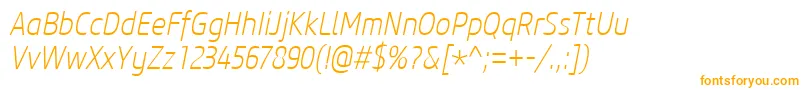 CoreSansM27CnExtralightItalic Font – Orange Fonts on White Background