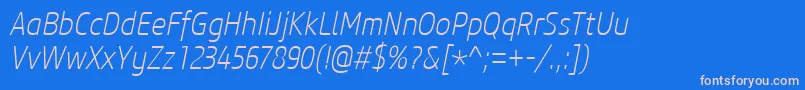 Шрифт CoreSansM27CnExtralightItalic – розовые шрифты на синем фоне