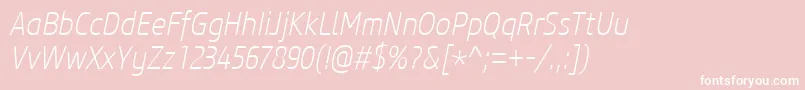 CoreSansM27CnExtralightItalic Font – White Fonts on Pink Background