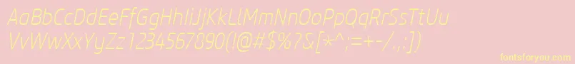 CoreSansM27CnExtralightItalic Font – Yellow Fonts on Pink Background