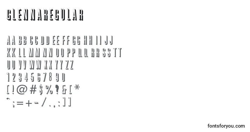 A fonte GlennaRegular – alfabeto, números, caracteres especiais