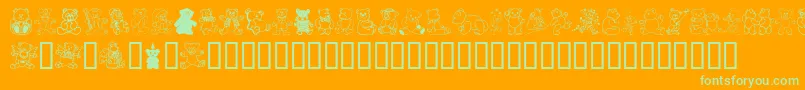 Teddios1-Schriftart – Grüne Schriften auf orangefarbenem Hintergrund