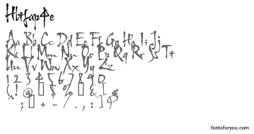 Czcionka Hltfap4e – alfabet, cyfry, specjalne znaki