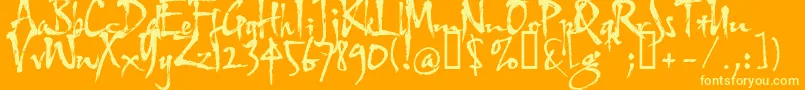 Hltfap4e-Schriftart – Gelbe Schriften auf orangefarbenem Hintergrund