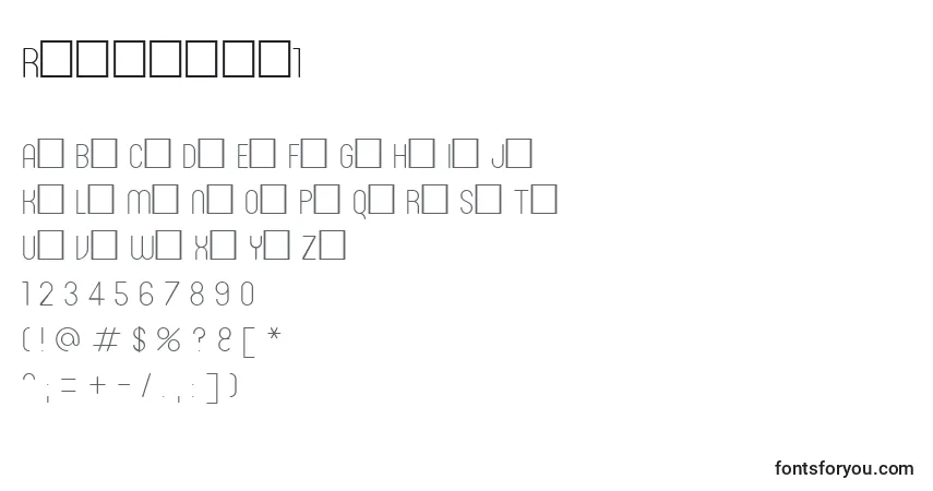 Czcionka Roninset1 – alfabet, cyfry, specjalne znaki