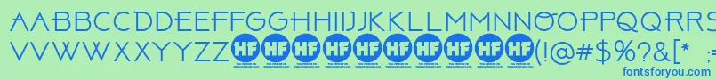 AbovePersonalUseOnly-Schriftart – Blaue Schriften auf grünem Hintergrund
