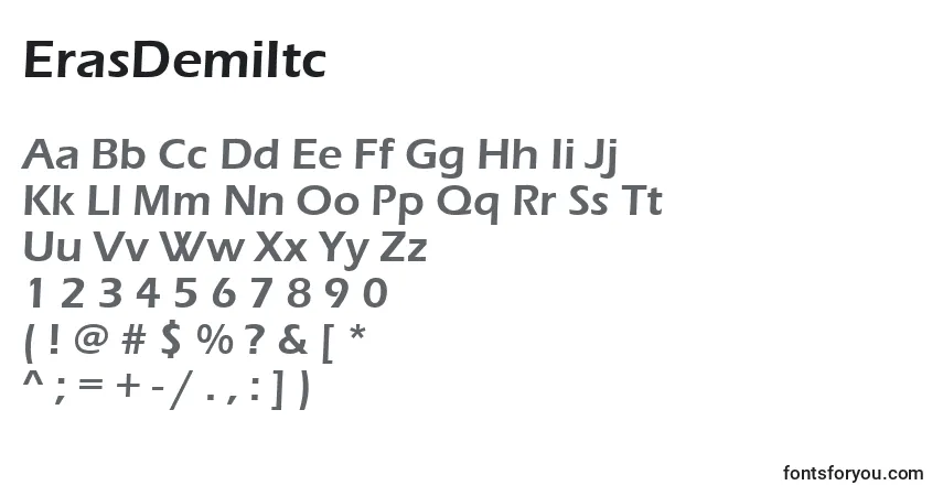 Шрифт ErasDemiItc – алфавит, цифры, специальные символы