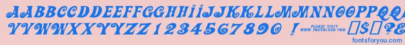 Action Is Wide Diagonal Jl Expanded Italic Font – Blue Fonts on Pink Background