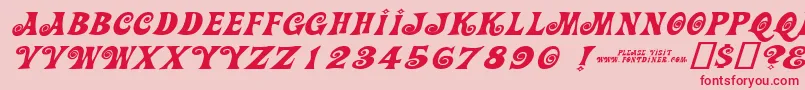 Action Is Wide Diagonal Jl Expanded Italic Font – Red Fonts on Pink Background