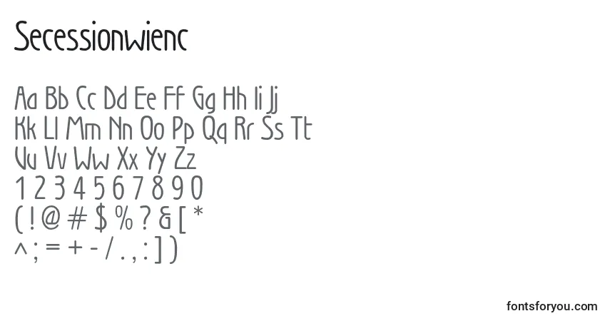 Schriftart Secessionwienc – Alphabet, Zahlen, spezielle Symbole