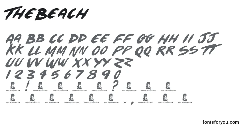 Fuente TheBeach - alfabeto, números, caracteres especiales