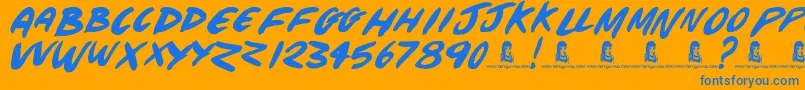 TheBeach Font – Blue Fonts on Orange Background