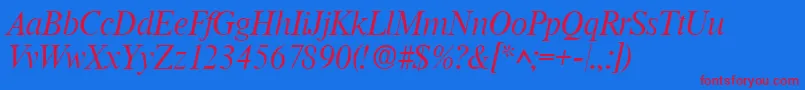 RomanlhItalic Font – Red Fonts on Blue Background