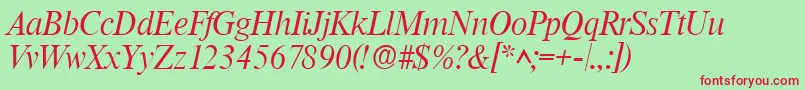 RomanlhItalic Font – Red Fonts on Green Background