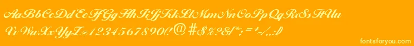 BallantinesExtrabold-Schriftart – Gelbe Schriften auf orangefarbenem Hintergrund