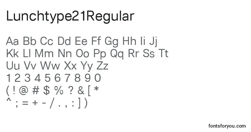 Czcionka Lunchtype21Regular – alfabet, cyfry, specjalne znaki