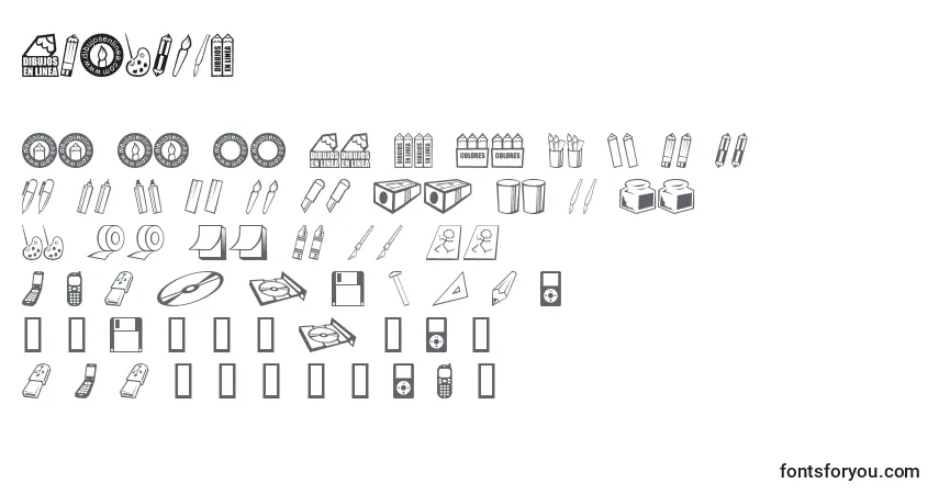 Dibujose-fontti – aakkoset, numerot, erikoismerkit