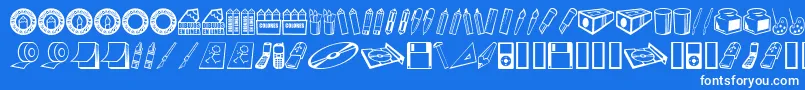 Dibujose-Schriftart – Weiße Schriften auf blauem Hintergrund