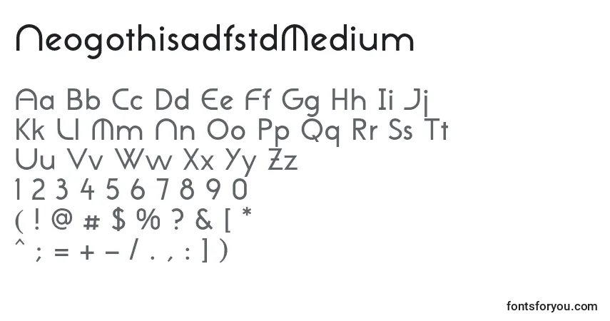 A fonte NeogothisadfstdMedium – alfabeto, números, caracteres especiais