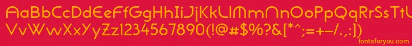 フォントNeogothisadfstdMedium – 赤い背景にオレンジの文字