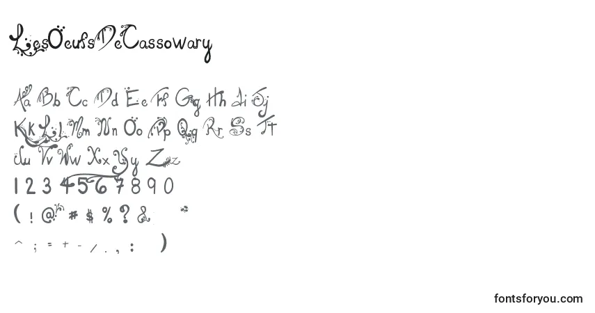 A fonte LesOeufsDeCassowary – alfabeto, números, caracteres especiais