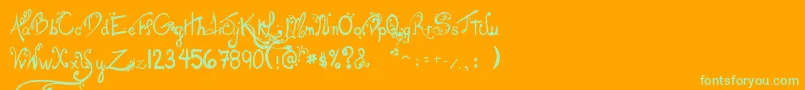 LesOeufsDeCassowary Font – Green Fonts on Orange Background