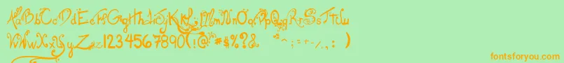 LesOeufsDeCassowary Font – Orange Fonts on Green Background