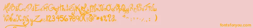 LesOeufsDeCassowary-Schriftart – Orangefarbene Schriften auf rosa Hintergrund