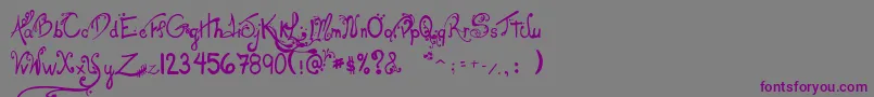LesOeufsDeCassowary-Schriftart – Violette Schriften auf grauem Hintergrund