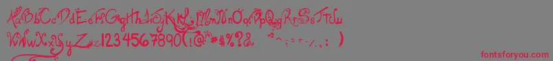 LesOeufsDeCassowary Font – Red Fonts on Gray Background
