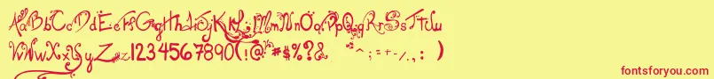 LesOeufsDeCassowary Font – Red Fonts on Yellow Background