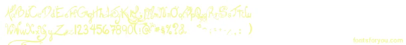 LesOeufsDeCassowary-Schriftart – Gelbe Schriften auf weißem Hintergrund
