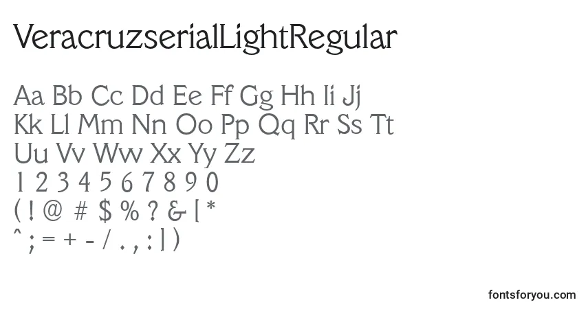 Schriftart VeracruzserialLightRegular – Alphabet, Zahlen, spezielle Symbole