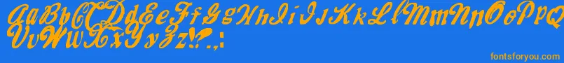 MrfiskCoke Font – Orange Fonts on Blue Background