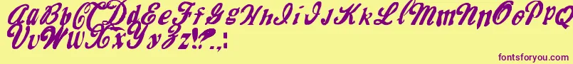 MrfiskCoke-Schriftart – Violette Schriften auf gelbem Hintergrund