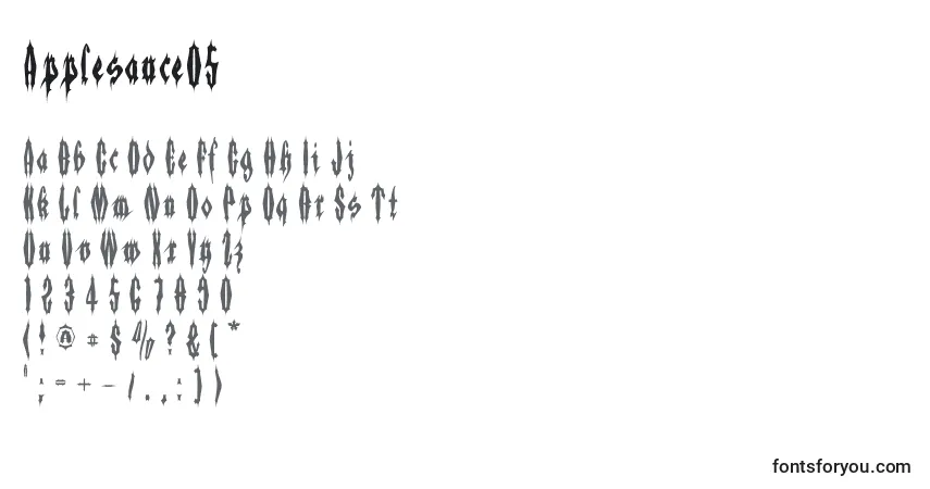 Czcionka Applesauce05 – alfabet, cyfry, specjalne znaki