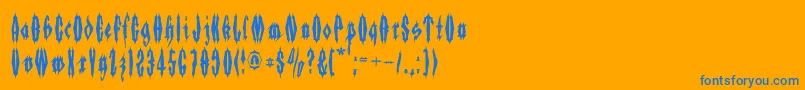 Applesauce05-Schriftart – Blaue Schriften auf orangefarbenem Hintergrund