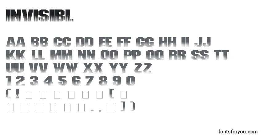 Invisibl-fontti – aakkoset, numerot, erikoismerkit