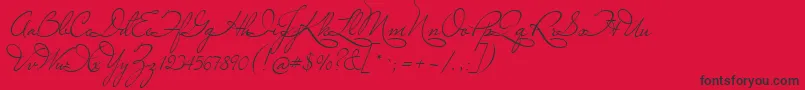 fuente MissLeGatees – Fuentes Negras Sobre Fondo Rojo