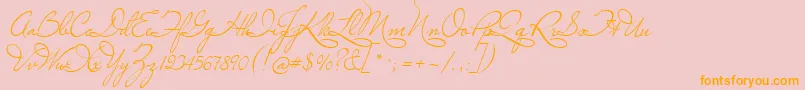 MissLeGatees-fontti – oranssit fontit vaaleanpunaisella taustalla