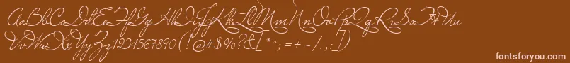 フォントMissLeGatees – 茶色の背景にピンクのフォント