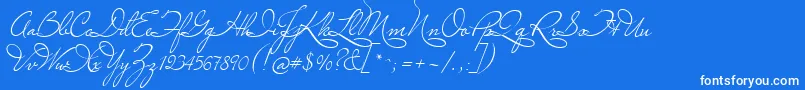 MissLeGatees Font – White Fonts on Blue Background