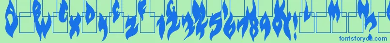FlameOnBlack Font – Blue Fonts on Green Background