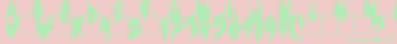 FlameOnBlack-fontti – vihreät fontit vaaleanpunaisella taustalla