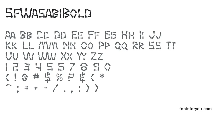 Czcionka SfWasabiBold – alfabet, cyfry, specjalne znaki